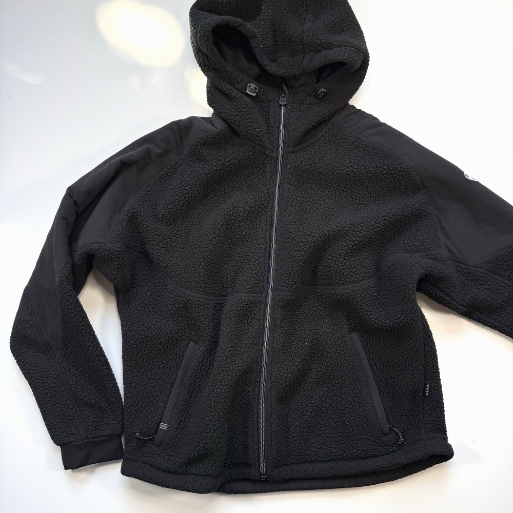 KUHL Elixir High Pile Stretch Fleece Hoodie Jacket Womens Small Black Teddy 4464